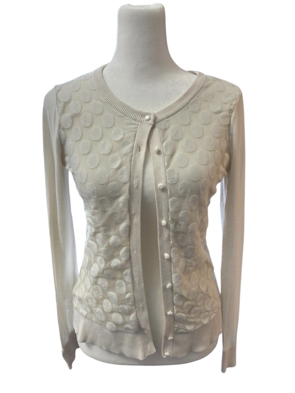 Banana Republic Cream Dot Textured Cardigan